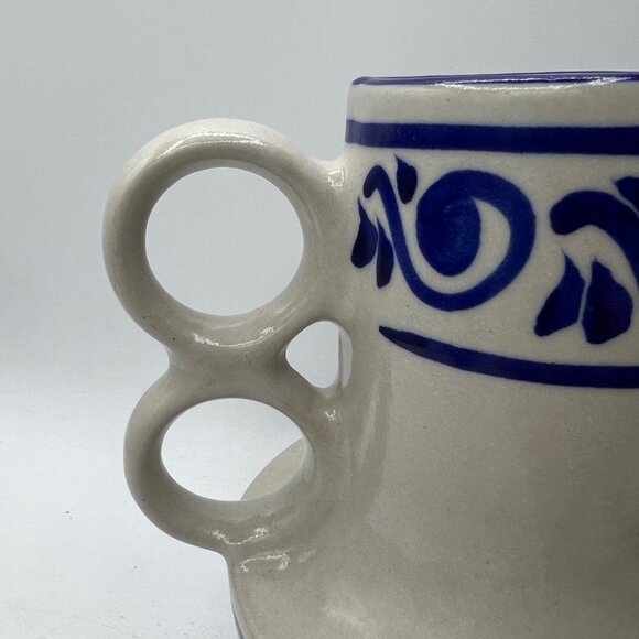 Vintage pitcher blue white salt glazed, hand painted German, Westerwald - Picture 2 of 14